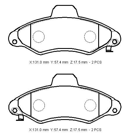FORD ESCORT- 90/94; ÖN FREN BALATASI (DİSK) (131X57,4X17,5) (BRAMAX)