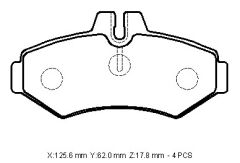 VOLKSWAGEN VOLT- LT35/LT46- 96/07; ARKA FREN BALATASI (KULAKSIZ)KABLOSUZ)DİSK)(125,6X62X17,8)BRAMAX)
