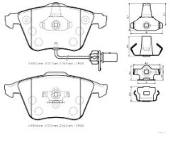 AUDI A4- 02/05; ÖN FREN BALATASI 2,0TFSI/2,7TDI(2KABLOLUDİSK)(155.2x72.7x19.3/15;6.4x73x19.3(BRAMAX)