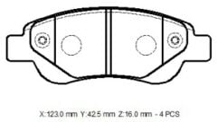 CITROEN C1- 07/13; ÖN FREN BALATASI (DİSK)(123X42,7X16)(BRAMAX)