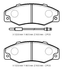 RENAULT R21- CONCORDE/MANAGER- 89/96; ÖN FREN BALATASI (2KABLOLU)(DİSK) (123X48,5X16)(FMK)