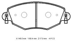 FORD MONDEO- 01/04; ÖN FREN BALATASI 1,8/2,0/2,2/2,5 (DİSK) (148,5X60,4X17) (BRAMAX)