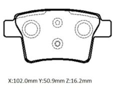 FORD MONDEO- 05/07; ARKA FREN BALATASI 1,8/2,0/2,2/2,5 (DİSK) (102X50,9X16,2) (BRAMAX)