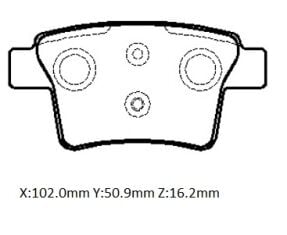 FORD MONDEO- 01/04; ARKA FREN BALATASI 1,8/2,0/2,2/2,5 (DİSK) (102X50,9X16,2) (BRAMAX)