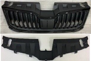 ÖN PANJUR PARLAK ÇERÇEVE ÜST PLASTİK BİRLİKTE PARLAK SİYAH KOMPLE OCTAVİA 2018-2021