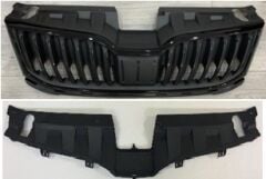 ÖN PANJUR PARLAK ÇERÇEVE ÜST PLASTİK BİRLİKTE PARLAK SİYAH KOMPLE OCTAVİA 2018-2021