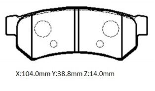 CHEVROLET AVEO- SD- 07/12; ARKA FREN BALATASI (DİSK) (103,9x38,8x14)(BRAMAX)