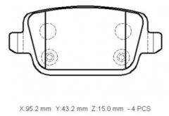 FORD KUGA- 08/12; ARKA FREN BALATASI 2.0/2.5 TDCI (DİSK)(95,2x43,2x15)(BRAMAX)