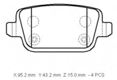 LANDROVER FREELANDER- 06/11; ARKA FREN BALATASI 2,2/TD4 (DİSK)(95,2x43,2x15)(BRAMAX)