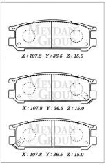 SUBARU IMPREZA- 93/96; ARKA FREN BALATASI (DİSK) (107,8X36,5X15) (DAIWA)