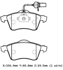 VOLKSWAGEN TRANSPORTER- T4- 02/03; ÖN FREN BALATASI 1,9/2,4/2.5(KABLOLU)DİSK)156,4X68,8X19,90)BRAMAX