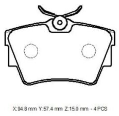 OPEL VIVARO- 04/08; ARKA FREN BALATASI (KABLOSUZ)(DİSK)(94,8x57,4x15) (BRAMAX)