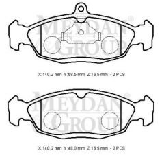 OPEL ASTRA- F- SD/HB- 95/98; ÖN FREN BALATASI (KABLOSUZ)DİSK(140,2X58,5X16,5/14;0,2X48X16,5)(BRAMAX)
