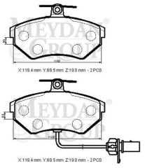 AUDI A4- 00/01; ÖN FREN BALATASI 1,6/1,8T/1,9TDI/2,0/2,0FSI/2,4(2 KABLOLU)DİSK)(119,4X69,5X19)BRAMAX