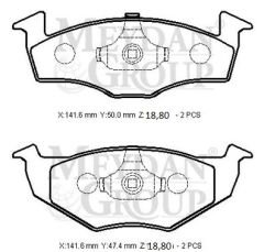 SEAT TOLEDO- 93/95; ÖN FREN BALATASI (DİSK) (141,6X50X18,80/141,6X47,4X18,80) (BRAMAX)