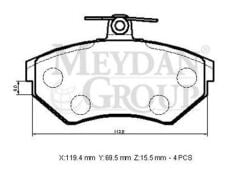 VOLKSWAGEN CADDY- 96/03; ÖN FREN BALATASI (DİSK) (119,4X69,5X15,5) (BRAMAX)