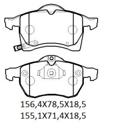 OPEL ASTRA- G- SD/HB- 99/09; ÖN FREN BALATASI (DİSK)(156,4X78,5X18,5/155,1X71,4X18,5)(BRAMAX)