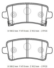 OPEL INSIGNIA- 09/17; ARKA FREN BALATASI 1,4/1,6/1,8/2,0 (DİSK)(106,4X47,4X17,3)(BRAMAX)