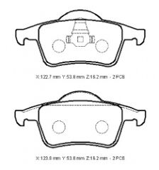 VOLVO S60- 00/04; ARKA FREN BALATASI (KABLOSUZ)(DİSK)(122,7X53,8X16,2/12;3,8X53,8X16,2)(BRAMAX)