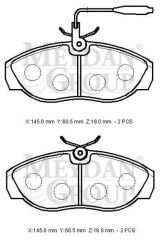 FIAT DUCATO- 97/02; ÖN FREN BALATASI 2,0/2,5/2,8 (2 KABLOLU)(DİSK) (145X60,5X19) (BRAMAX)
