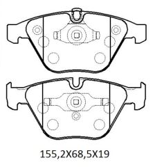 BMW 3 SERI- E90- 05/09; ÖN FREN BALATASI (KABLOSUZ) (DİSK) (155,2X68,5X19)(BRAMAX)