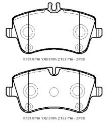 MERCEDES C CLASS- W203- 00/07; ÖN FREN BALATASI (KABLOSUZ)(DİSK)(131X69,8X18,7/131X62X18,7)(BRAM