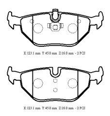 SAAB 9 5- 99/03; ARKA FREN BALATASI (KABLOSUZ)(DİSK) (123,1X45X16)(BRAMAX)
