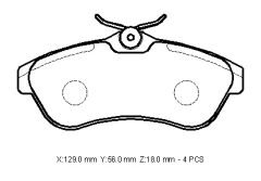 CITROEN C3- 03/09; ÖN FREN BALATASI 1,4/1,4HDI/1,6/1,6HDI (KABLOSUZ)(DİSK) (129X56X18) (BRAMAX)
