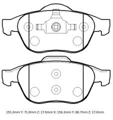 RENAULT LAGUNA- 02/05; ÖN FREN BALATASI (KABLOSUZ)(DİSK) (155,3X71X17/156,3X68,7X17) (FMK)