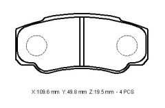 CITROEN JUMPER- 02/07; ARKA FREN BALATASI 16 JANT (KABLOSUZ)(DİSK) (109,6X49,8X19,5)(BRAMAX)