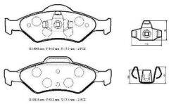 FORD FIESTA- 00/02; ÖN FREN BALATASI 1,0/1,3/1,4/1,8 (DİSK) (149,9X54X17,5/15;1,4X52,2X17,5)(BRAMAX)