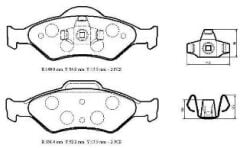 FORD FIESTA- 96/99; ÖN FREN BALATASI 1,0/1,3/1,4/1,8 (DİSK) (149,9X54X17,5/15;1,4X52,2X17,5)(BRAMAX)