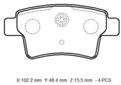 CITROEN C4 PICASSO- 07/12; ARKA FREN BALATASI 1,6/1,8/2,0(KABLOSUZ)(DİSK)(102,3X48,4X15,5)(BRAMAX)