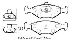 FIAT PALIO- 02/05; ÖN FREN BALATASI 1,2/1,4/1,6 (KABLOSUZ)(DİSK) (151.3X49,2X17) (BRAMAX)