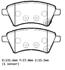SUZUKI SX4- 07/13; ÖN FREN BALATASI 1,5/1,6/1,9/2,0 (KABLOSUZ)(DİSK) (131,6X57X15,5)(BRAMAX)