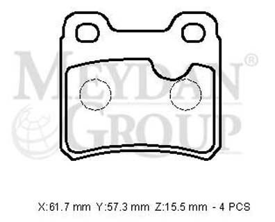 OPEL VECTRA- A- 88/92; ARKA FREN BALATASI (KABLOSUZ) (DİSK) (61,7X57,3X15,5) (BRAMAX)