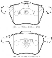 VOLVO S60- 05/09; ÖN FREN BALATASI (KABLOSUZ)(DİSK)(155,2X72,3X18,6/15;6,4X71,6X17)(BRAMAX)