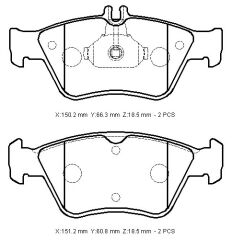 MERCEDES C CLASS- W208- 98/99; ÖN FREN BALATASI (KABLOSUZ)DİSK)150,2X66,3X18,5/151,2X60,8X18,5)BRAMA