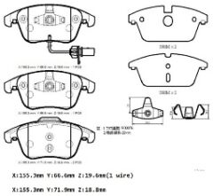 AUDI A4- 13/15; ÖN FREN BALATASI 1,8/2,0/3,0(1KABLOLU)(DİSK)(155x66.6x19.6/15;5.3x71.9x18.8)(BRAMAX)