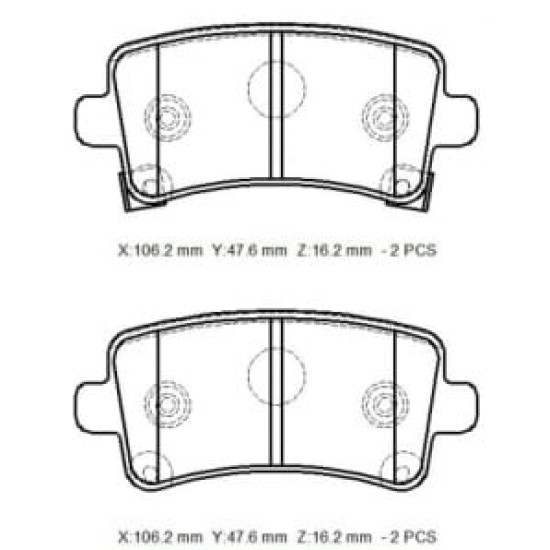 OPEL INSIGNIA- 09/17; ARKA FREN BALATASI 1,4/1,6/1,8/2,0 (DİSK)(106,4X47,4X17,3)(BRAMAX) - Yedek Parça | Parça Dükkanda