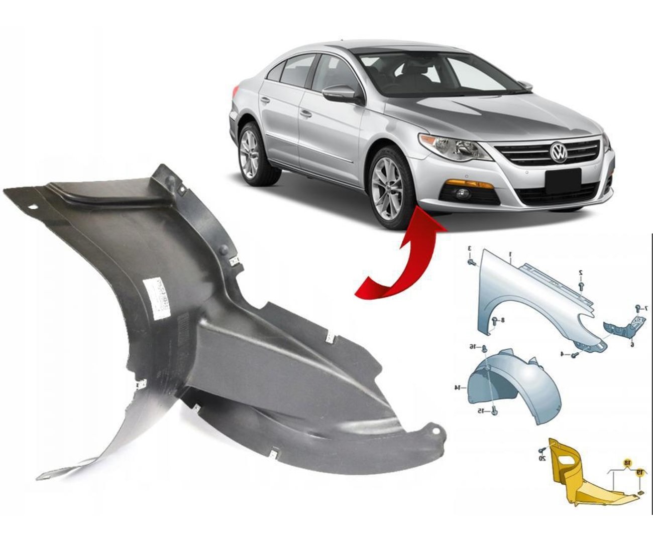 Çamurluk Davlumbazı Sag Küçük Cc Gkl Üretim Orjinal Kalite OEM 3C8...