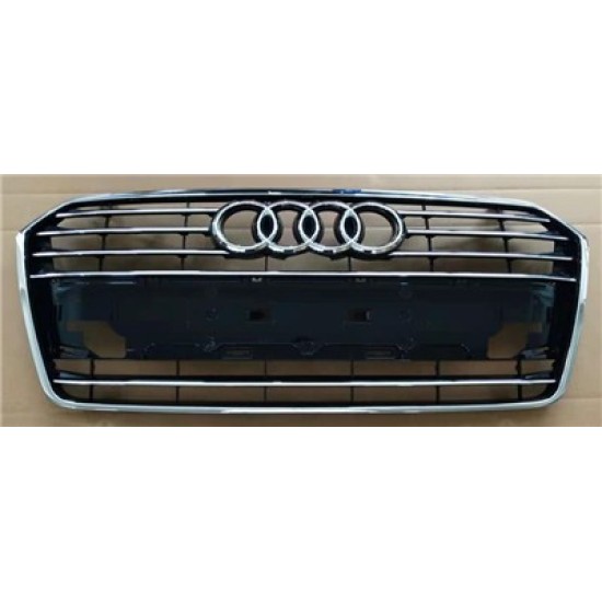 Audi A7 Ön Panjur Krom Çerçeve Krom Çizgili Parlak Siyah 7 Petek 2015