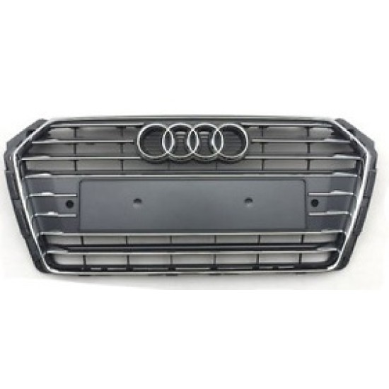 Audi A4 Ön Panjur Krom Çerçeve Krom Çizgili Mat Gri 2016